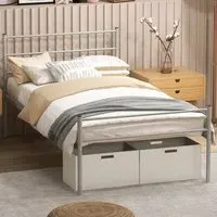 Single Bed Frame - Silver, Metal
