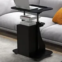 Single Door 2 Shelf Laptop Table - Black