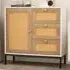 Single Door 3 Drawer Rattan Cabinet - White