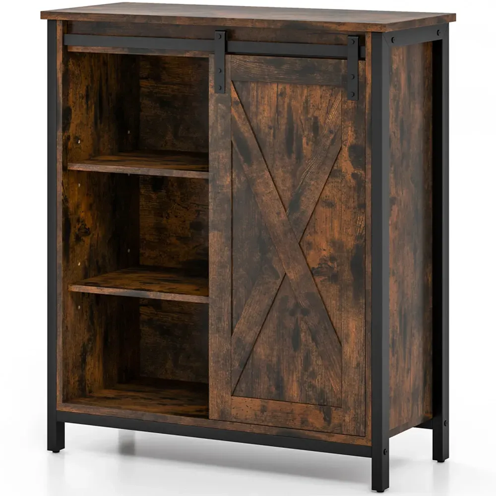 Single Door 3 Shelf Buffet Cabinet - Brown