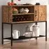Single Door 3 Shelf Sideboard with Wine Rack - Brown