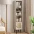 Single Door 4 Shelf Slim Storage Cabinet - Grey, Wood