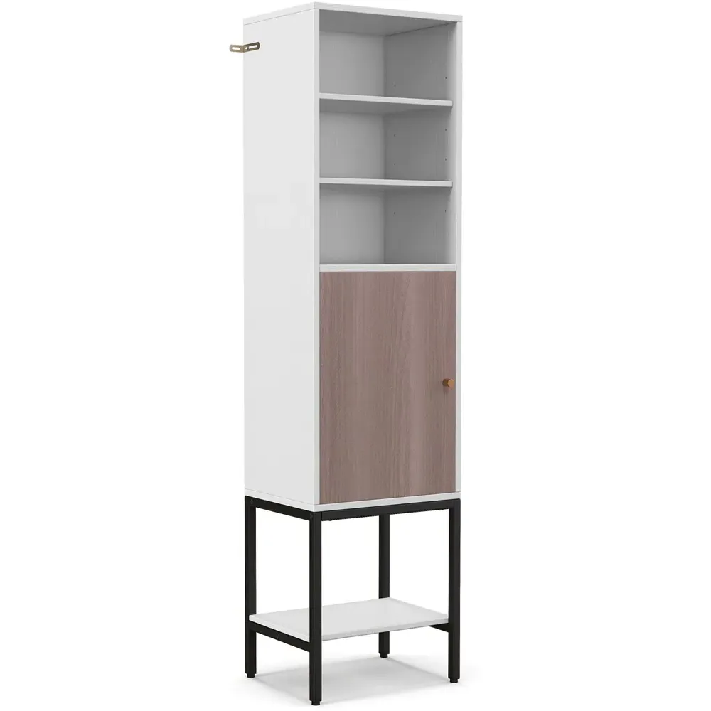 Single Door 4 Shelf Storage Cabinet - White