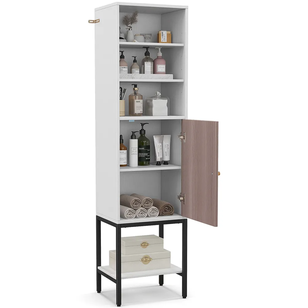 Single Door 4 Shelf Storage Cabinet - White