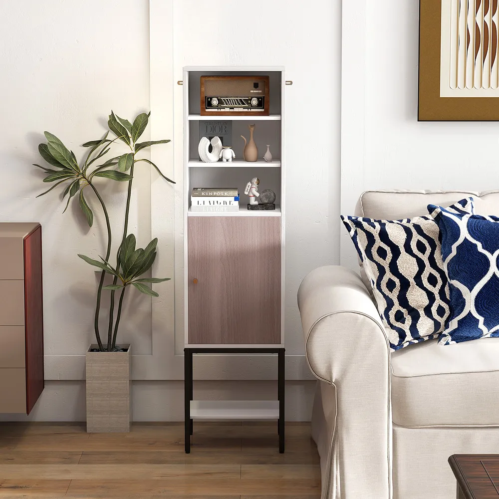 Single Door 4 Shelf Storage Cabinet - White