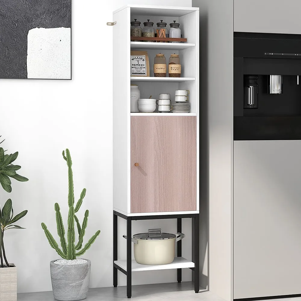 Single Door 4 Shelf Storage Cabinet - White