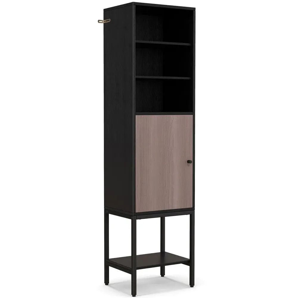 Single Door 4 Shelf Tall Storage Cabinet - Black