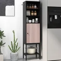 Single Door 4 Shelf Tall Storage Cabinet - Black