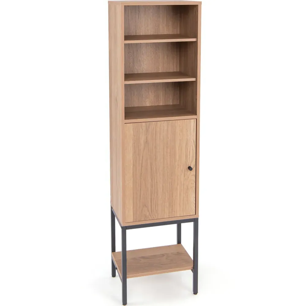 Single Door 4 Shelf Tall Storage Cabinet - Cream