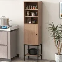 Single Door 4 Shelf Tall Storage Cabinet - Cream