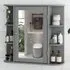 Single Door 6 Shelf Mirrored Bathroom Cabinet - Grey