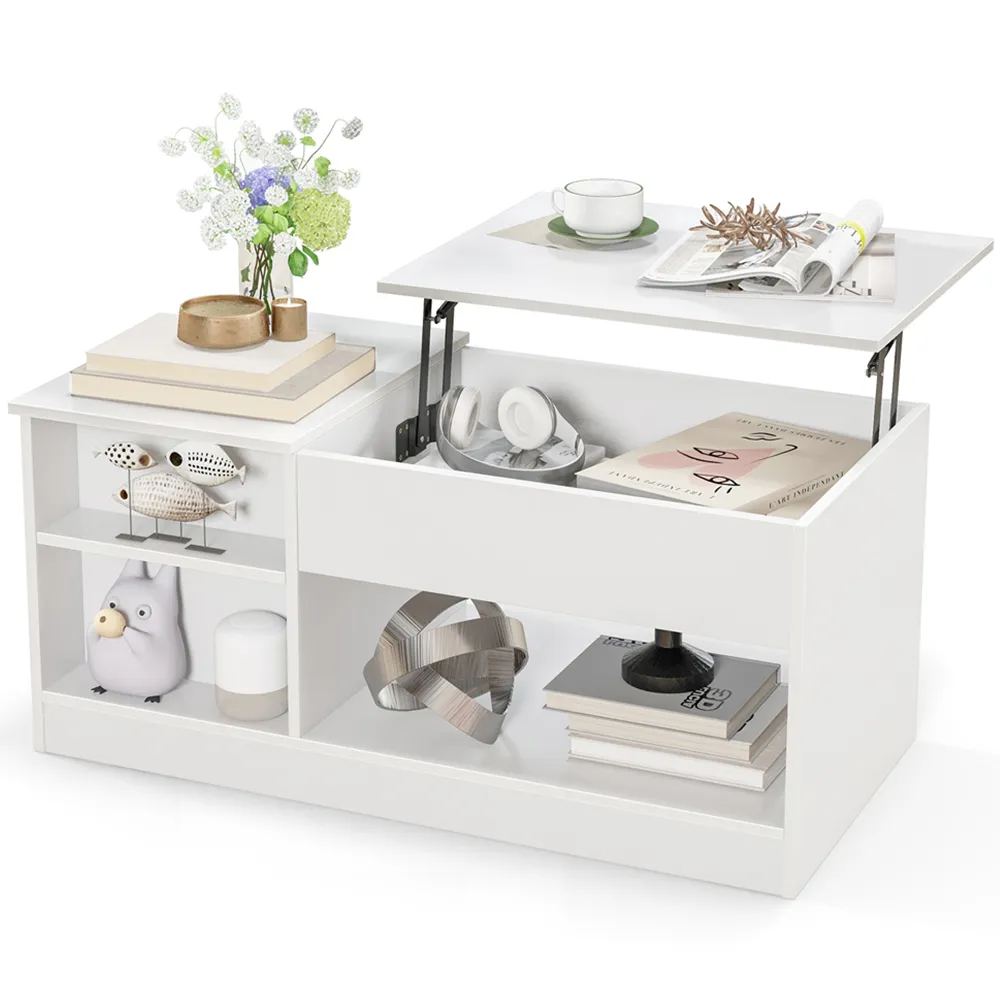 Single Door Lift Up Coffee Table - White