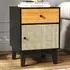 Single Door Single Drawer Rattan Nightstand - Black