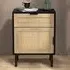 Single Door Single Drawer Rattan Nightstand Set of 2 - Black