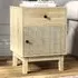 Single Door Single Drawer Rattan Nightstand - Wood