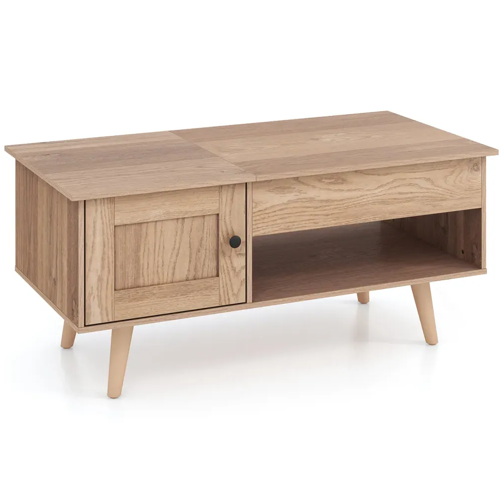 Single Door Single Shelf Lift Top Coffee Table - Cream