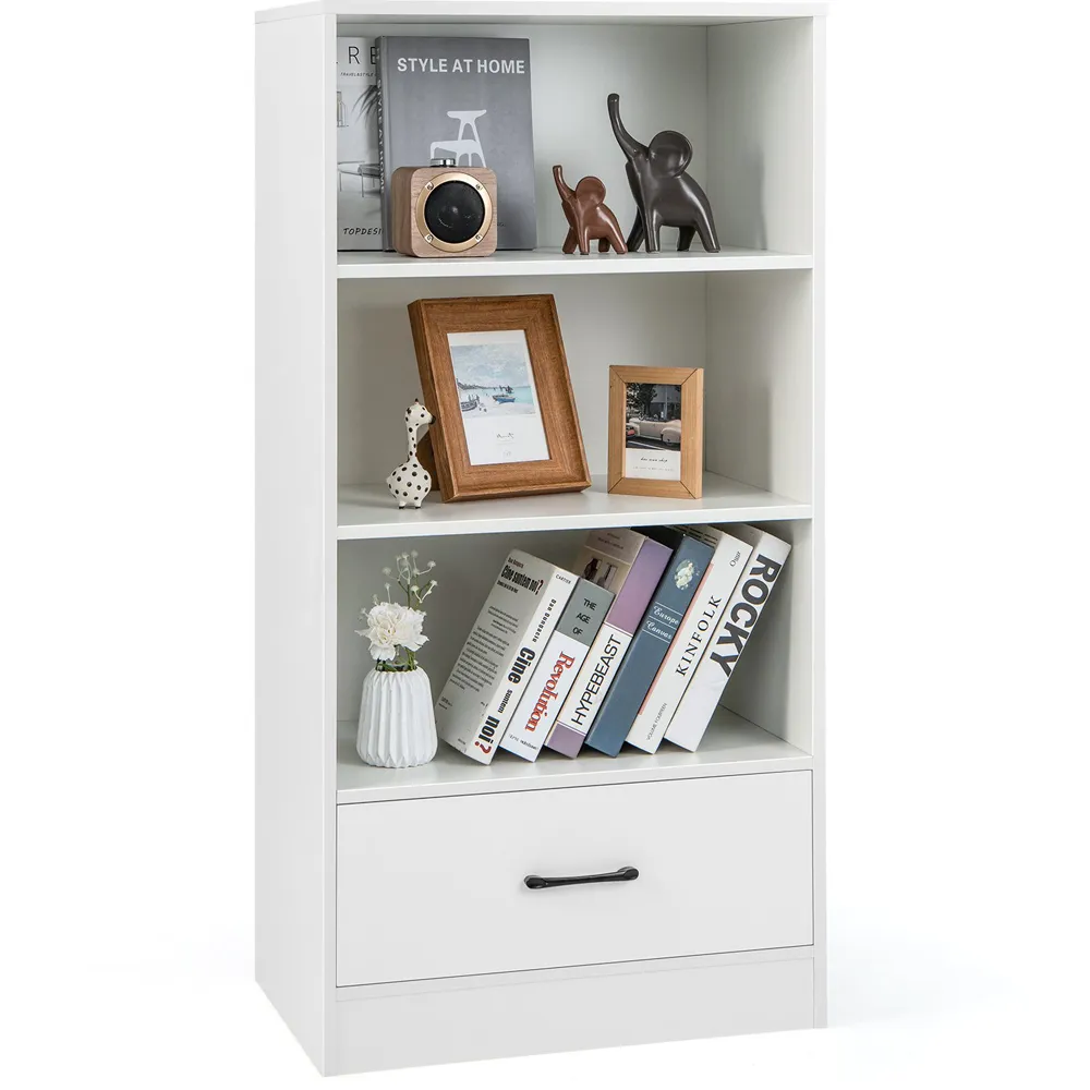 Single Drawer 3 Shelf Storage Cabinet - White