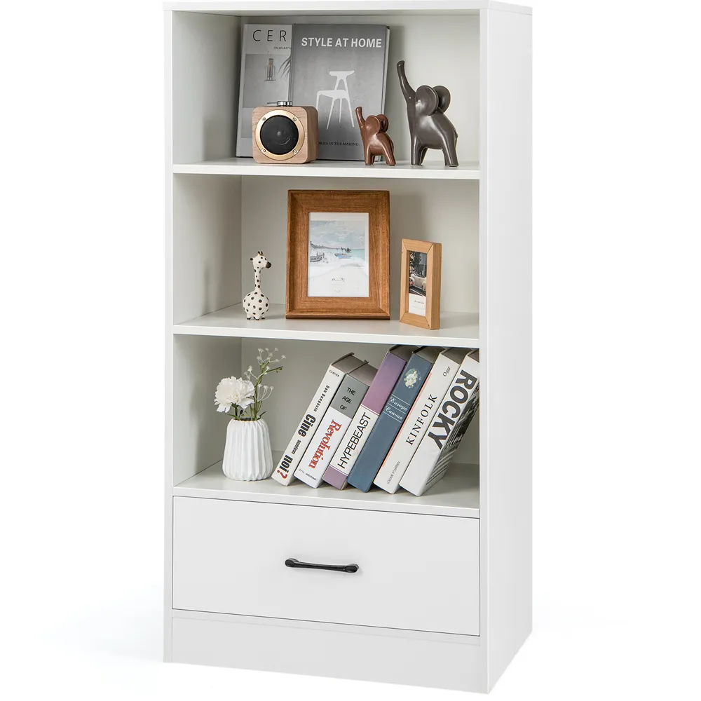 Single Drawer 3 Shelf Storage Cabinet - White