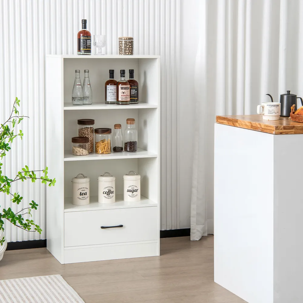 Single Drawer 3 Shelf Storage Cabinet - White