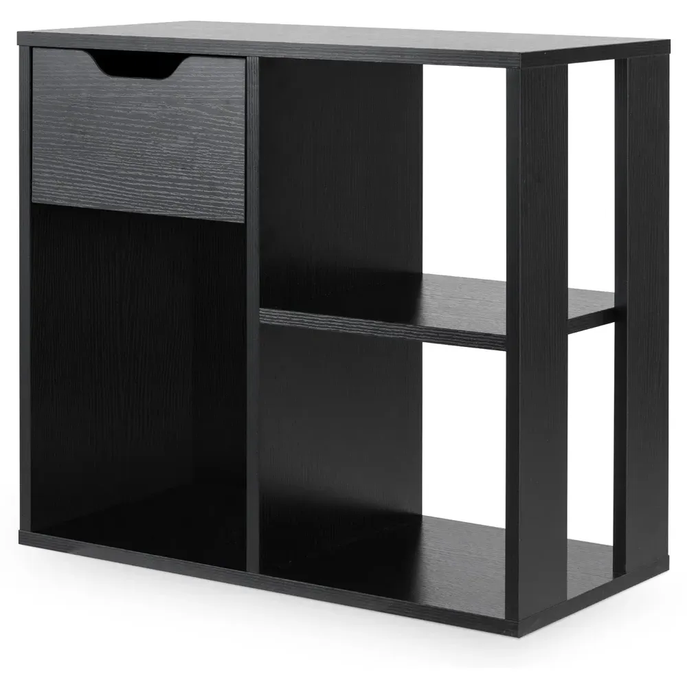 Single Drawer 3 Shelf Wooden Storage Cabinet - Black