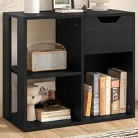 Single Drawer 3 Shelf Wooden Storage Cabinet - Black