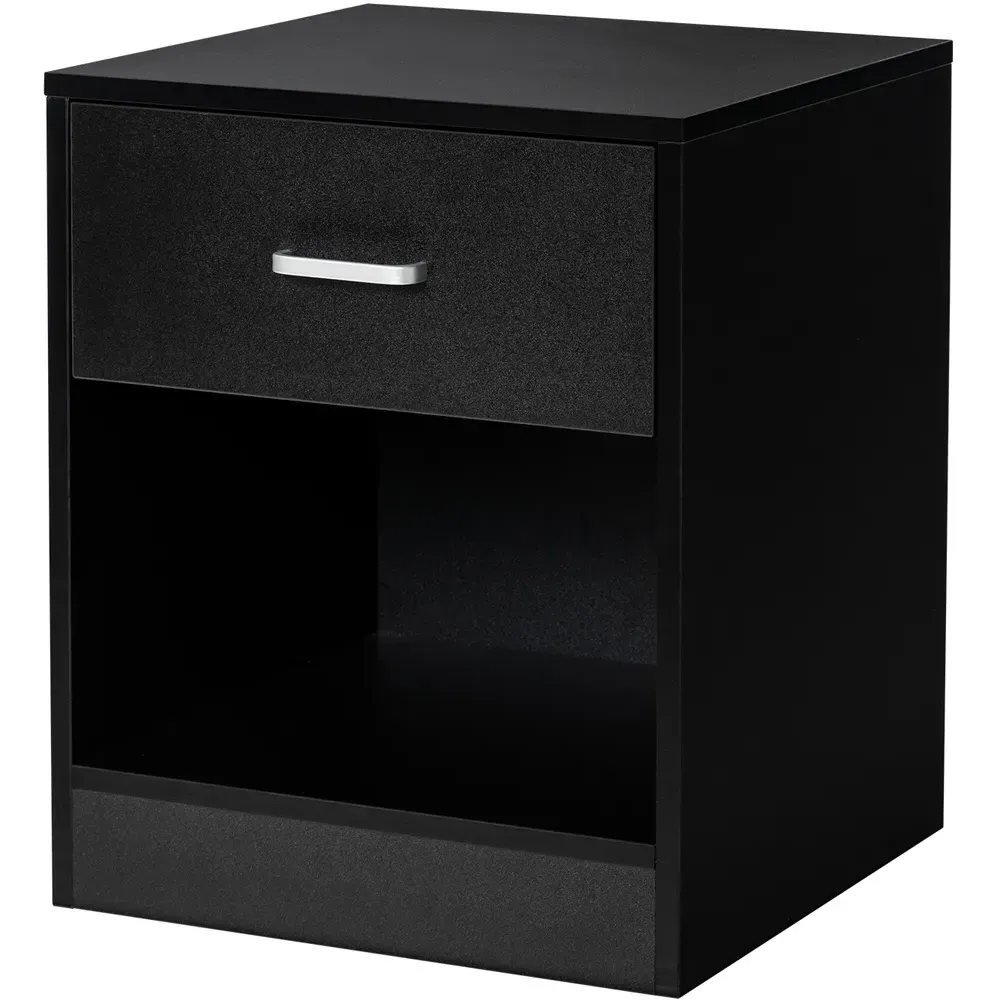 Single Drawer Bedside Table - Black