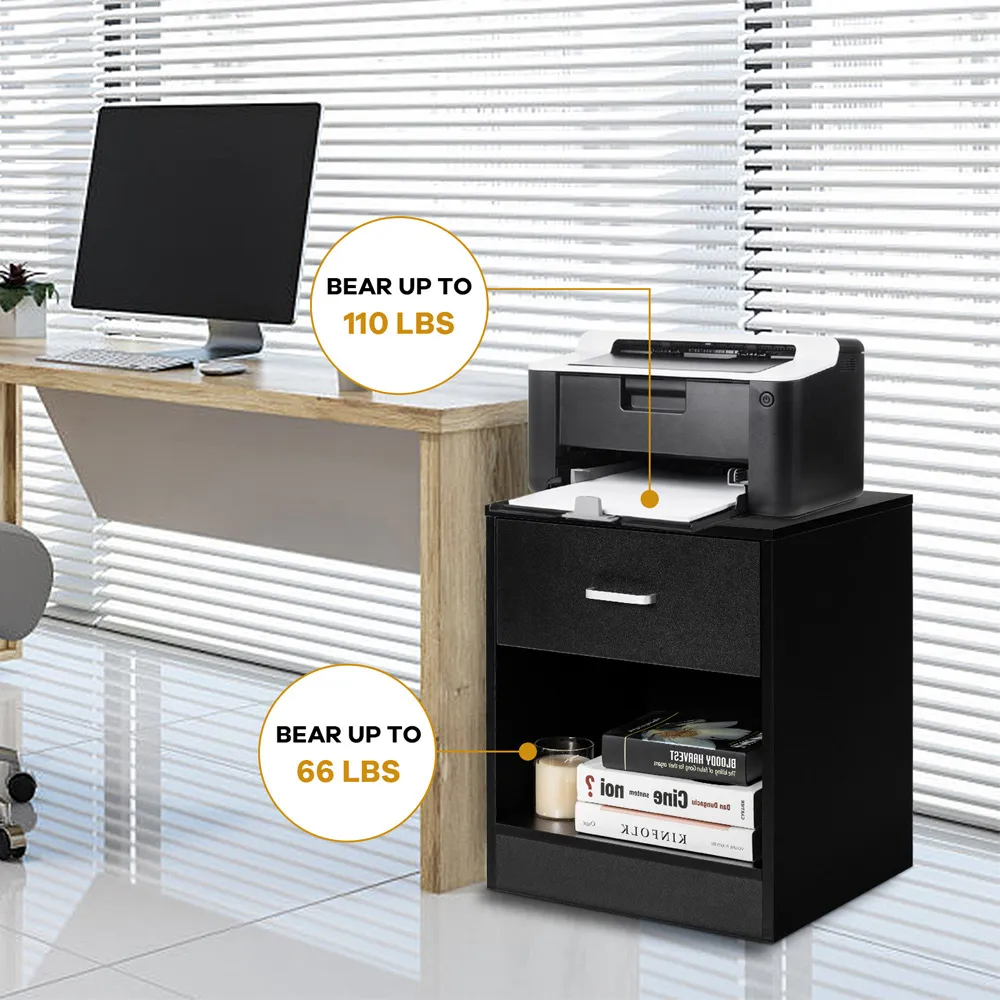 Single Drawer Bedside Table - Black