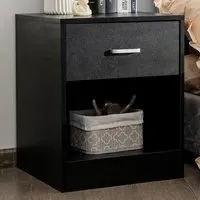 Single Drawer Bedside Table - Black