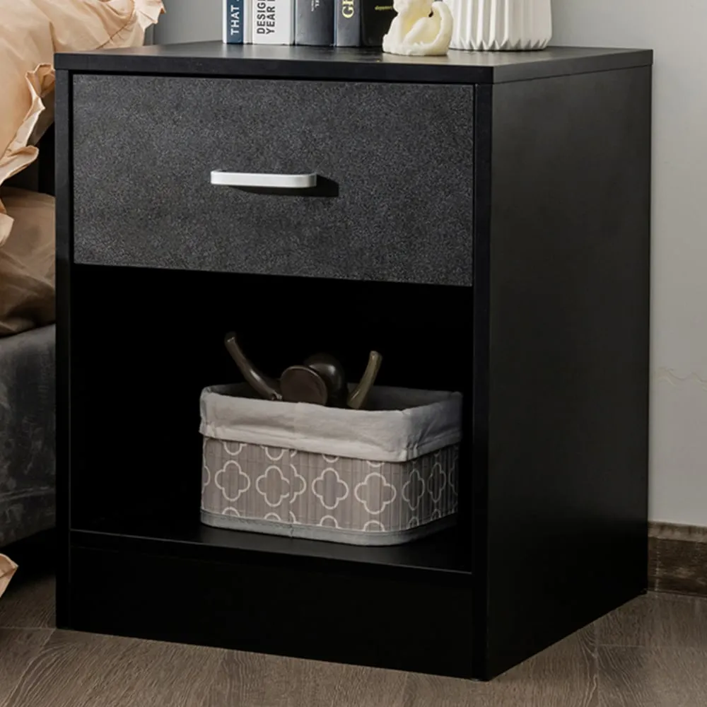 Single Drawer Bedside Table - Black
