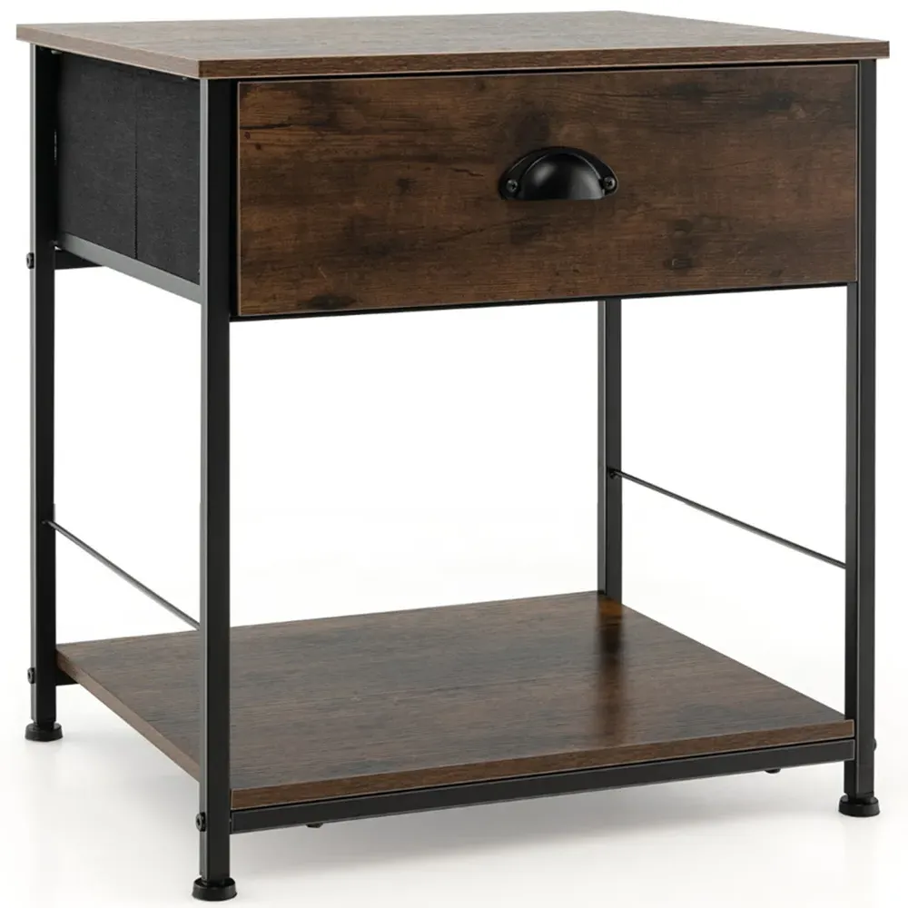 Single Drawer Bedside Table - Brown