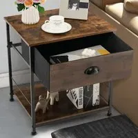 Single Drawer Bedside Table - Brown