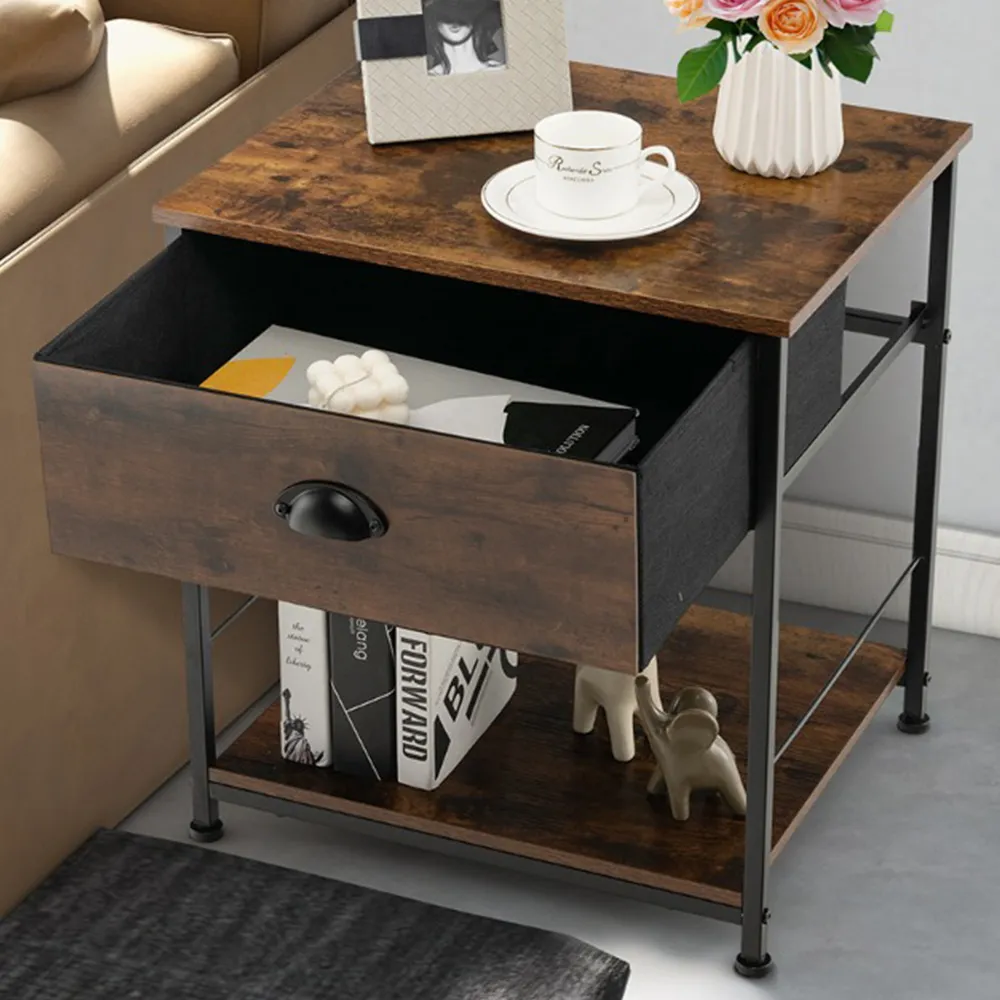 Single Drawer Bedside Table - Brown image