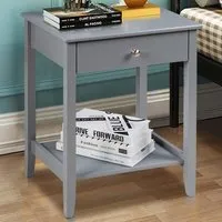 Single Drawer Bedside Table Set of 2 - Grey