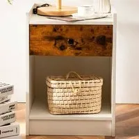 Single Drawer Bedside Table Set of 2 - White