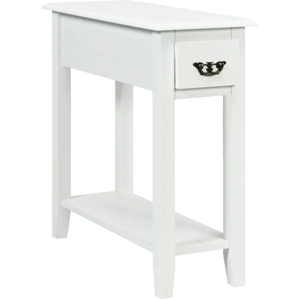 Single Drawer Bedside Table - White