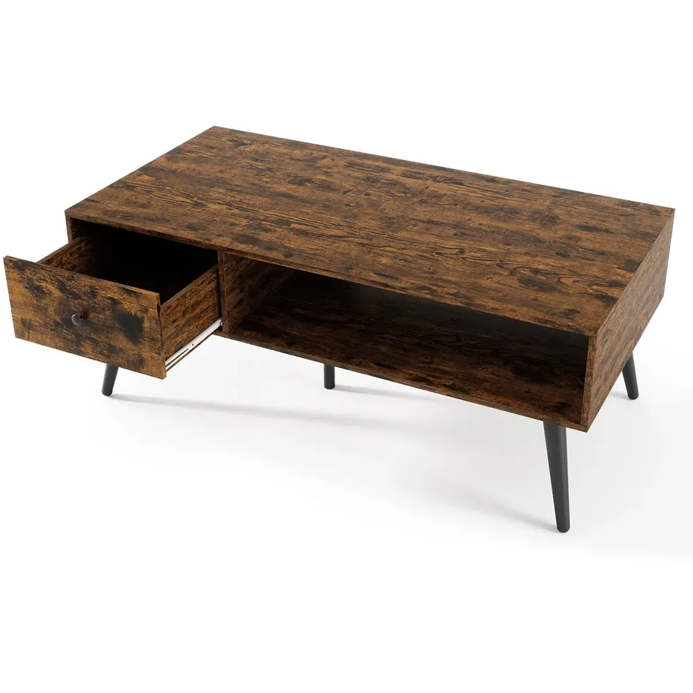 Single Drawer Coffee Table with Shelf - Brown