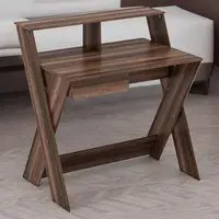 Single Drawer Computer Desk with Monitor Stand - Walnut