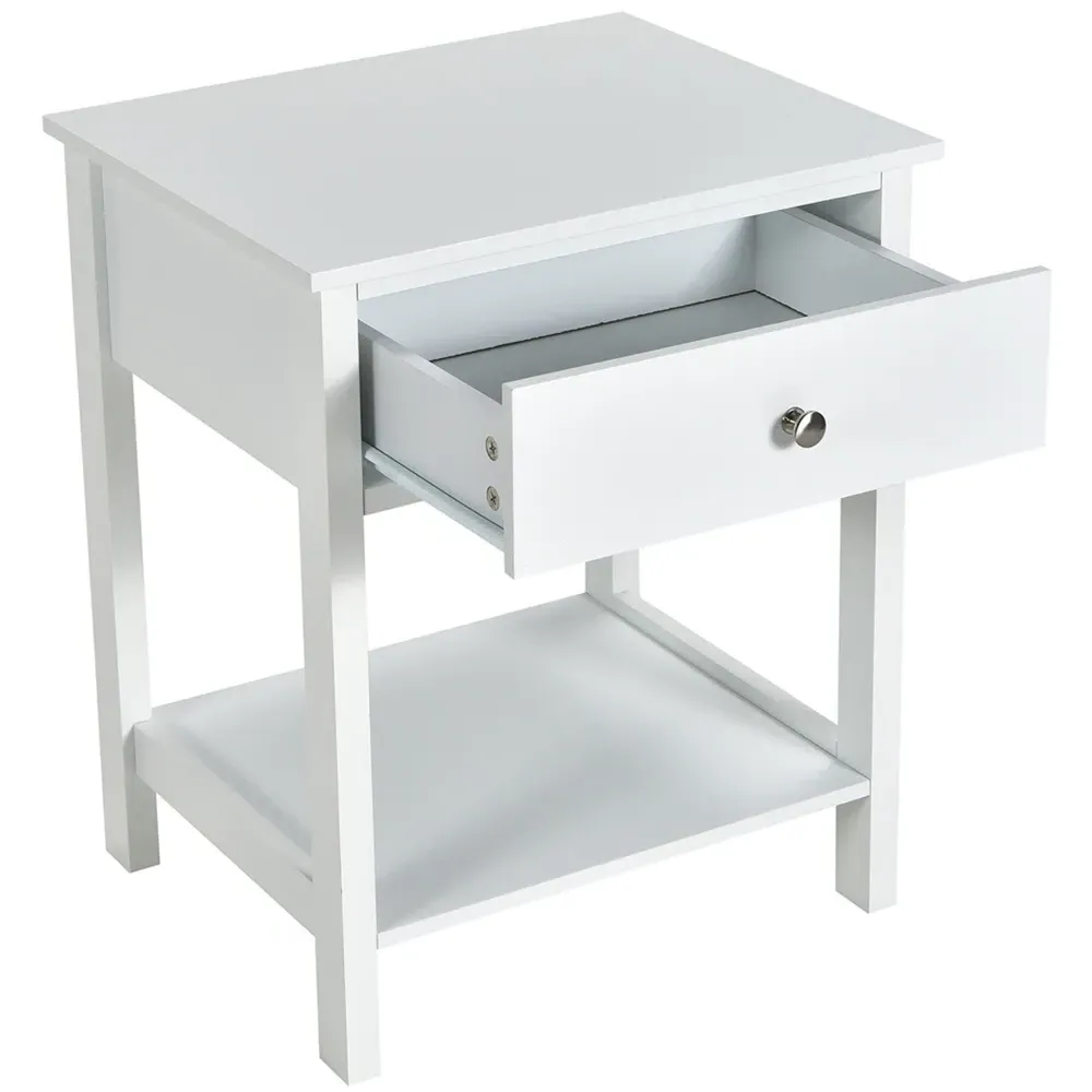 Single Drawer Nightstand Set of 2 - White
