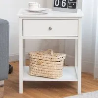Single Drawer Nightstand Set of 2 - White