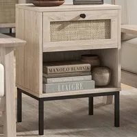 Single Drawer Nightstand with Shelf - Brown, Rattan