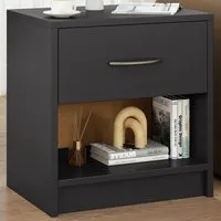 Single Drawer Nightstand with Shelf - Dark Grey