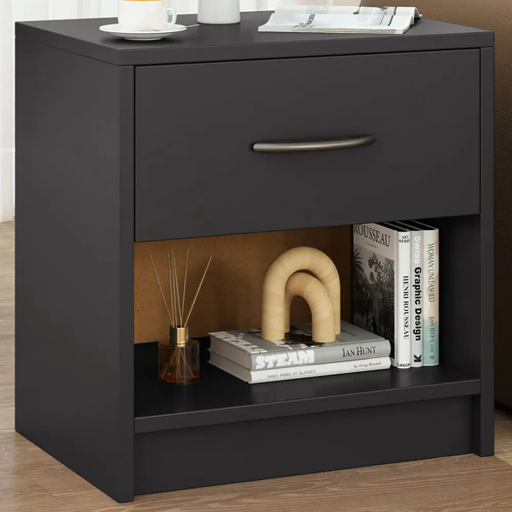 Single Drawer Nightstand with Shelf - Dark Grey