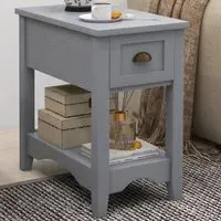 Single Drawer Nightstand with Shelf - Grey