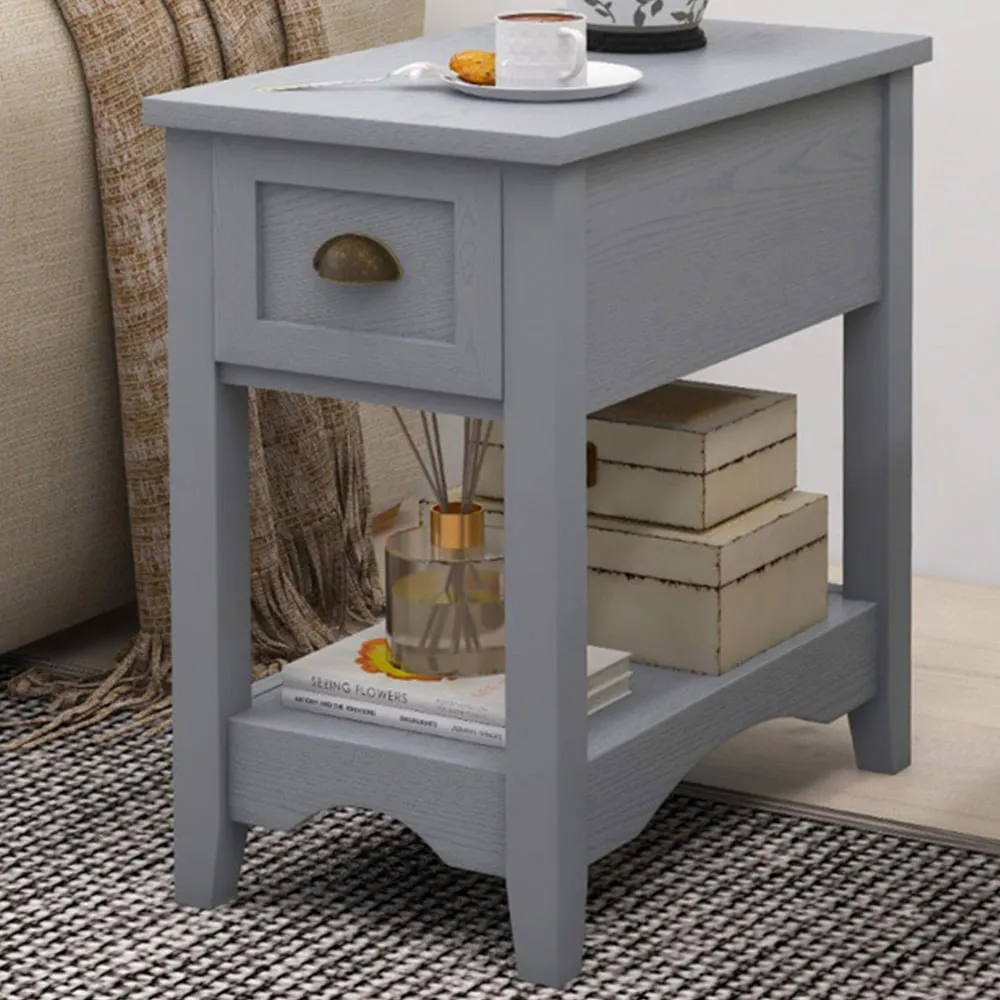 Single Drawer Nightstand with Shelf - Grey
