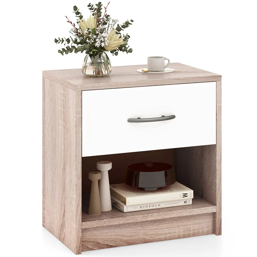 Single Drawer Nightstand with Shelf - Natural
