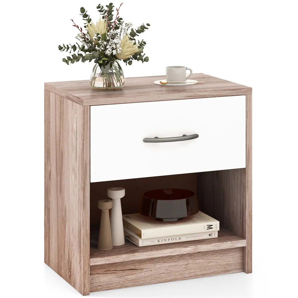 Single Drawer Nightstand with Shelf - Oak