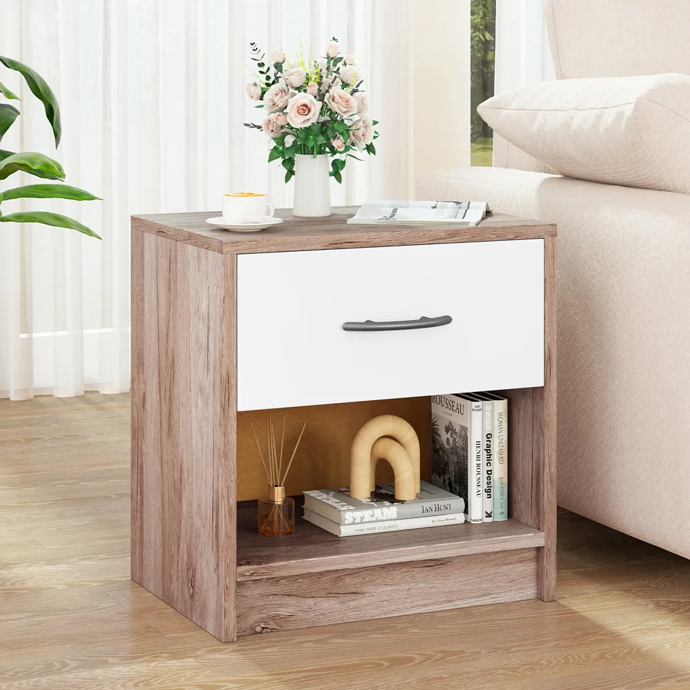 Single Drawer Nightstand with Shelf - Oak