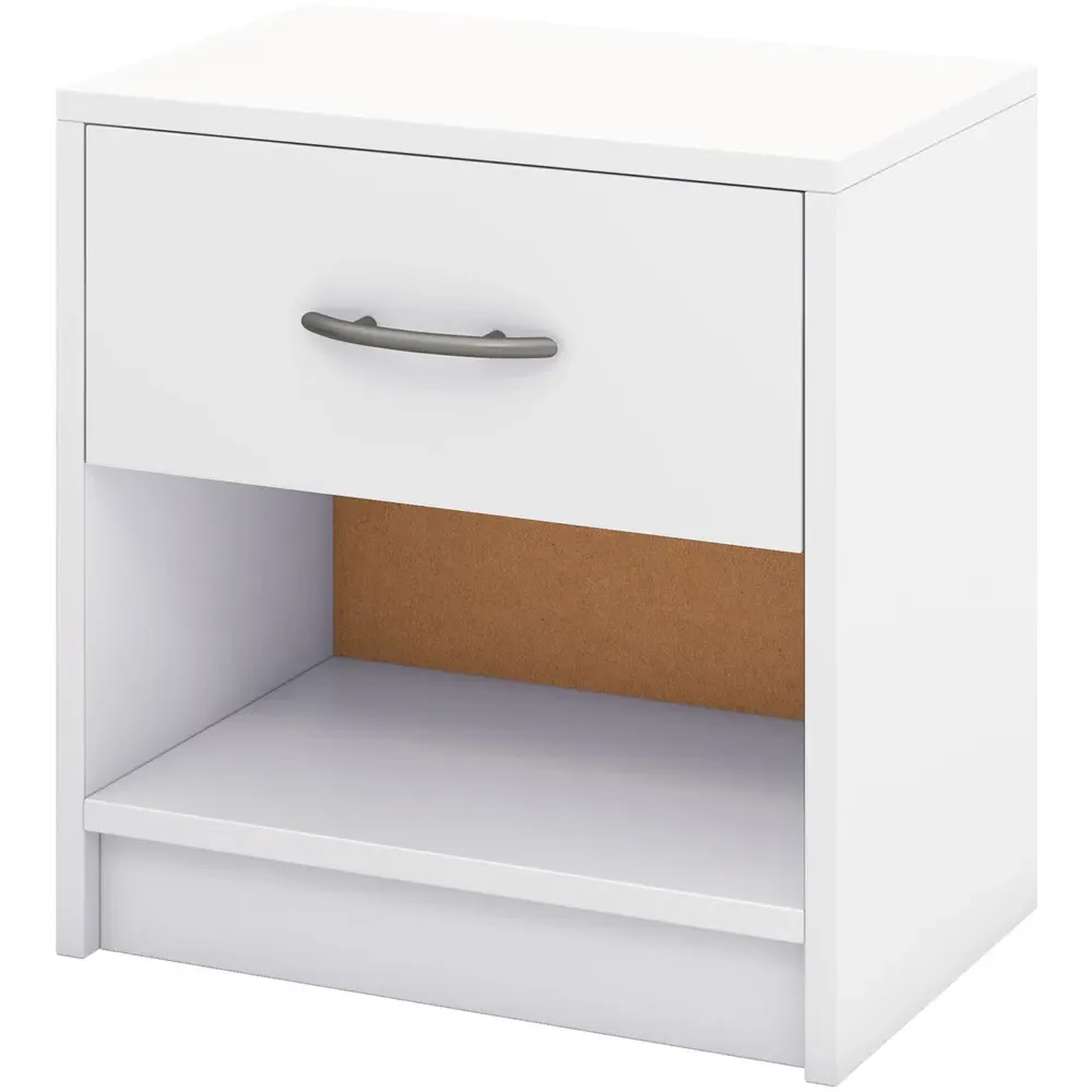 Single Drawer Nightstand with Shelf - White