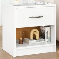 Single Drawer Nightstand with Shelf - White