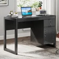 Single Drawer Single Door Computer Desk - Black, Wood